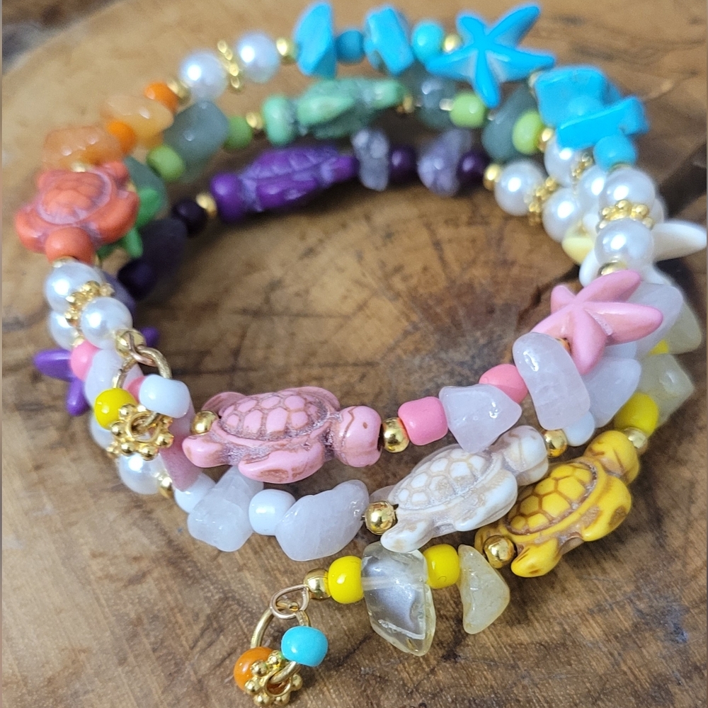 Bohemian Beaded Multistrand Multicolored Bracelet and Earrings Set